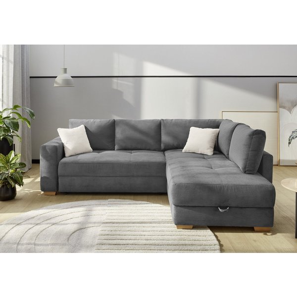 Jockenhöfer Gruppe Ecksofa Sunset L-Form, B: 257 cm, Liegefl. 160x223 cm Dauerschlafsofa, Tonnentaschen-Federkern, Kaltschaumtopper, Bettkasten & Zierkissen