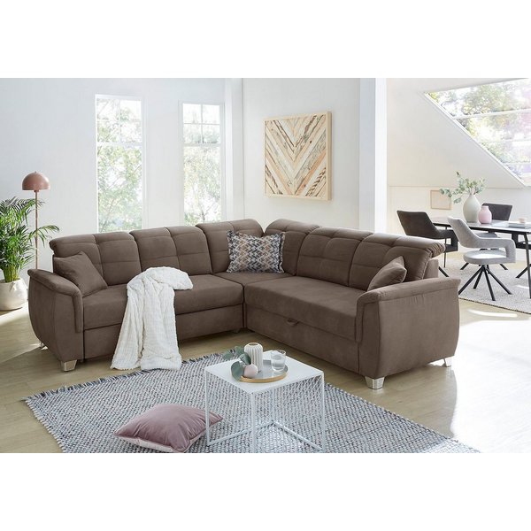 Jockenhöfer Gruppe Ecksofa Udine L-Form, B: 263 cm, mit Schlaffunktion, Bettkasten, Kopfteilverstellung & Zierkissen