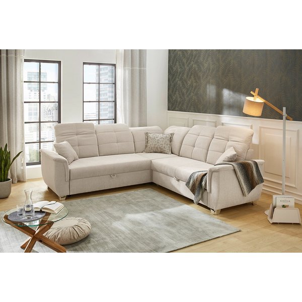 Jockenhöfer Gruppe Ecksofa Udine L-Form, B: 263 cm, mit Schlaffunktion, Bettkasten, Kopfteilverstellung & Zierkissen