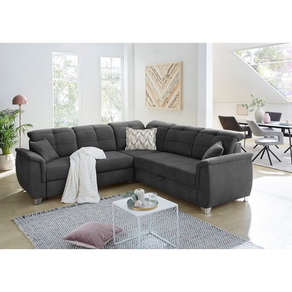Jockenhöfer Gruppe Ecksofa Udine L-Form, B: 263 cm, mit Schlaffunktion, Bettkasten, Kopfteilverstellung & Zierkissen