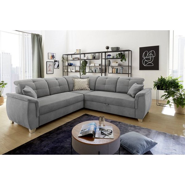 Jockenhöfer Gruppe Ecksofa Udine L-Form, B: 263 cm, mit Schlaffunktion, Bettkasten, Kopfteilverstellung & Zierkissen