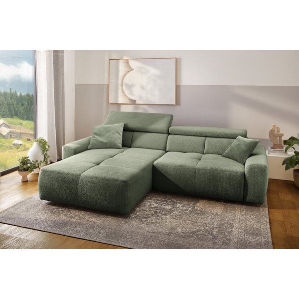 Jockenhöfer Gruppe Ecksofa Unos L-Form, B: 299 cm, mit 60 cm elektr. Sitztiefenverstellung, 140kg Belastbarkeit, USB-Anschluss, Kopfteilverstellung & Zierkissen