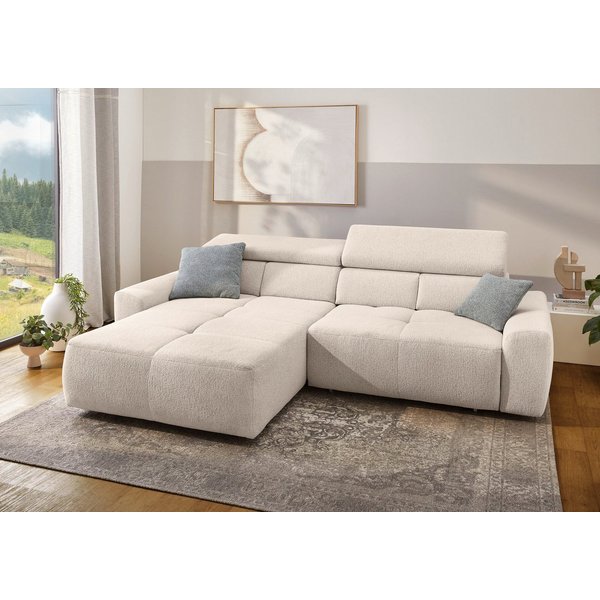 Jockenhöfer Gruppe Ecksofa Unos L-Form, B: 299 cm, mit 60 cm elektr. Sitztiefenverstellung, 140kg Belastbarkeit, USB-Anschluss, Kopfteilverstellung & Zierkissen
