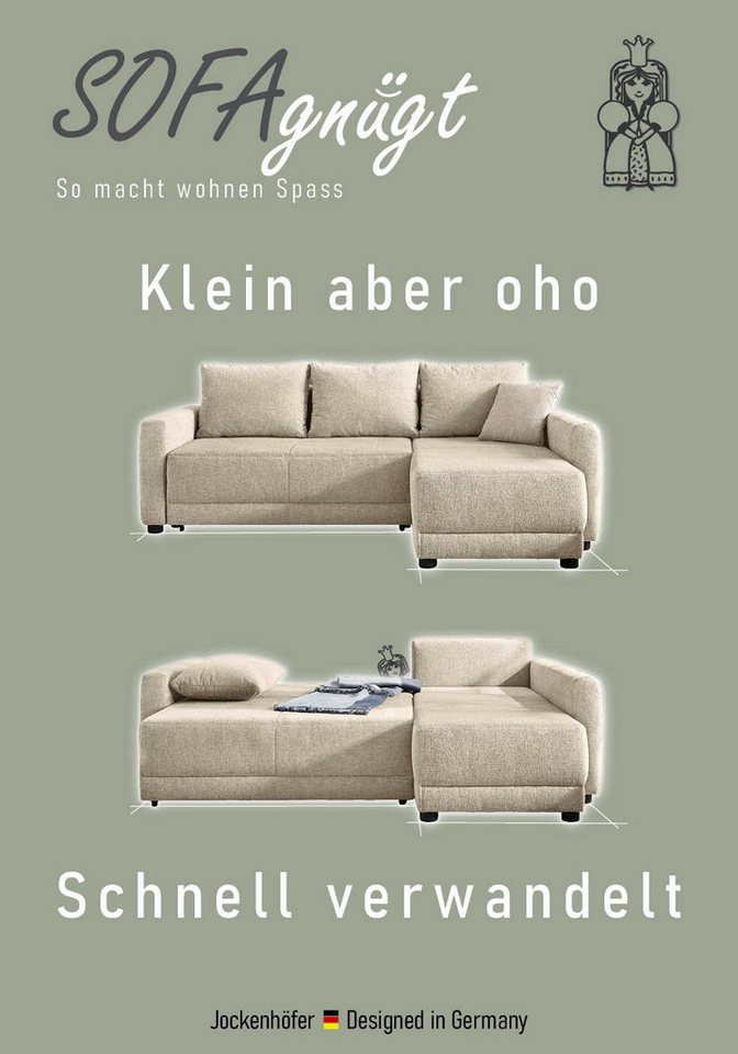 Jockenhöfer Gruppe Ecksofa Venezia L-Form, B: 234 cm, mit Schlaffunktion, Bettkasten & Zierkissen – Bild 3 von 5