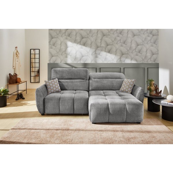 Jockenhöfer Gruppe Ecksofa Zoom L-Form, B: 263 cm, mit 60 cm elektr. Sitztiefenverstellung, 140kg Belastbarkeit, USB-Anschluss, Kopfteilverstellung & Zierkissen