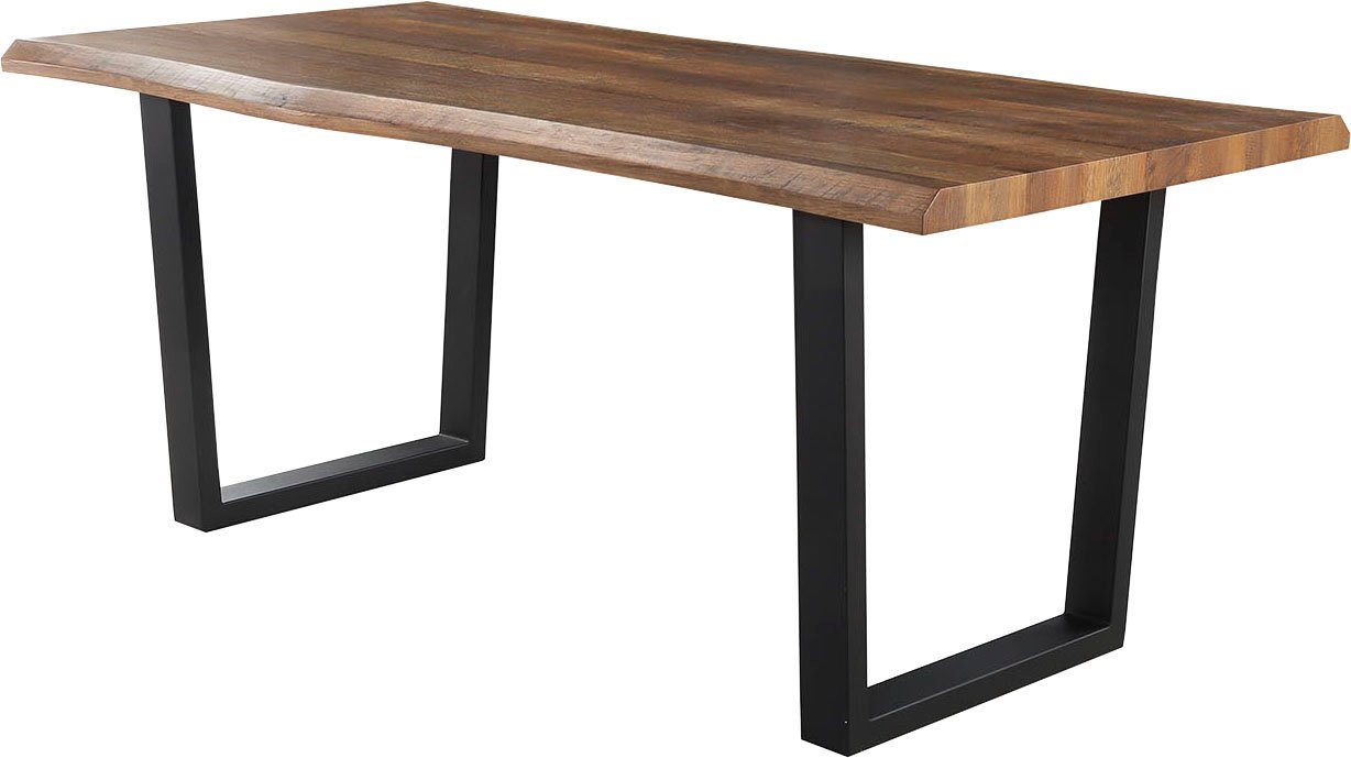 Jockenhöfer Gruppe Esstisch Margot, 180x90 cm geschwungene Baumkantenoptik und schwarzes Untergestell – Bild 2 von 5