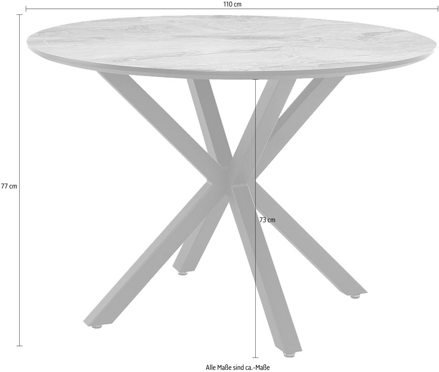 Jockenhöfer Gruppe Esstisch Ontario, rund, 110cm ø, Marmoroptik., Metalluntergestell – Bild 4 von 5