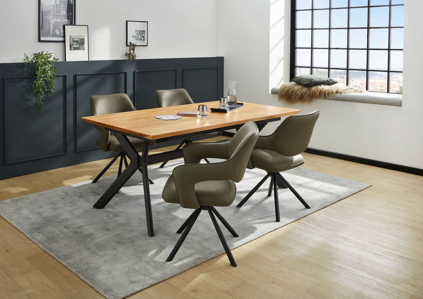 Jockenhöfer Gruppe Esszimmerstuhl Lambert (Set, 4 St), 4-Fuss-Stuhl, Drehfunktion (360), Lederoptik, bis 150 kg belastbar – Bild 2 von 5