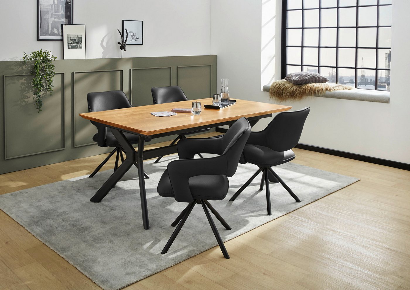 Jockenhöfer Gruppe Esszimmerstuhl Lambert (Set, 4 St), 4-Fuss-Stuhl, Drehfunktion (360), Lederoptik, bis 150 kg belastbar – Bild 2 von 5