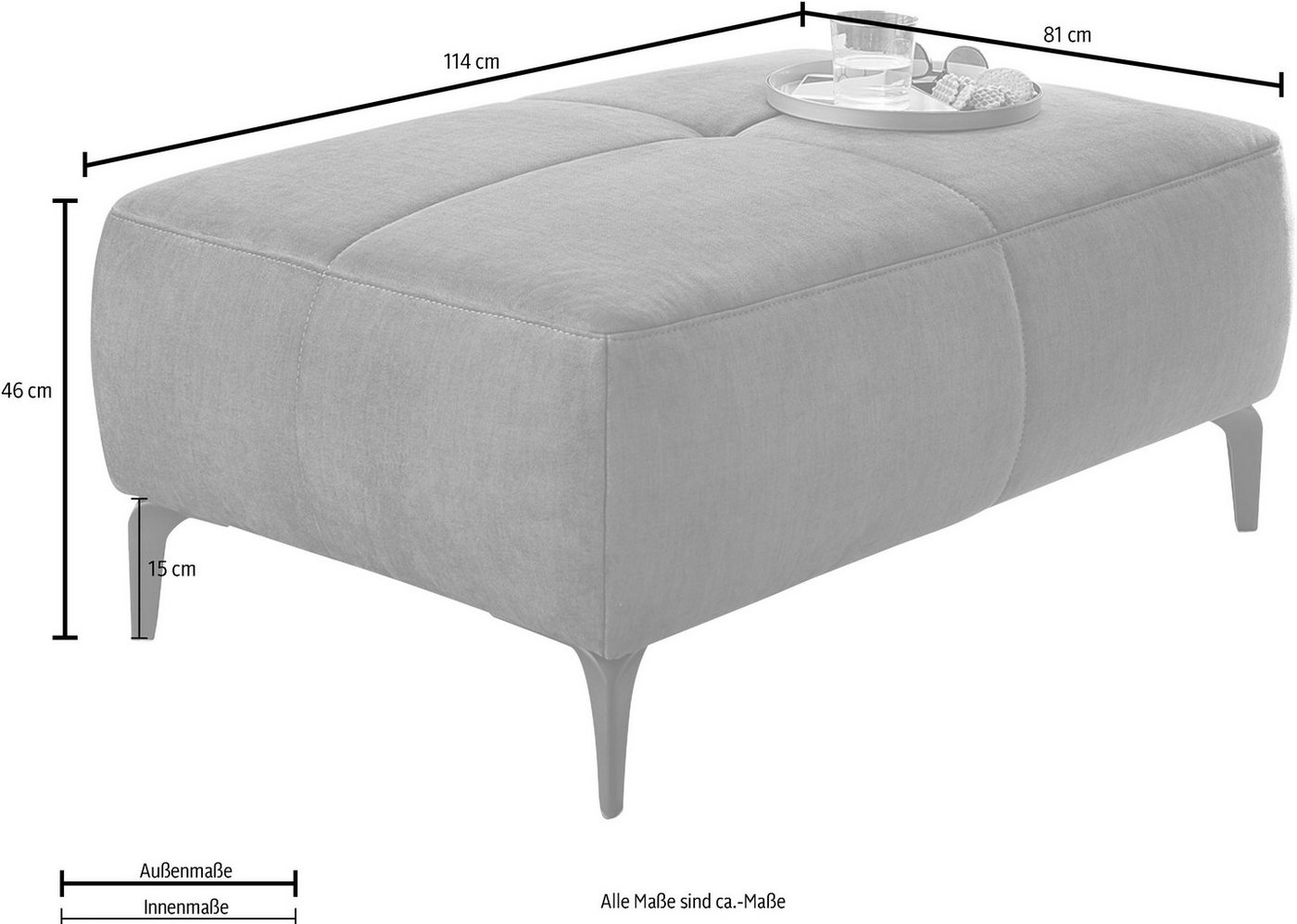 Jockenhöfer Gruppe Hocker Salo, B: 114 cm, im Retrolook mit Wellenunterfederung und frei im Raum stellbar – Bild 4 von 4