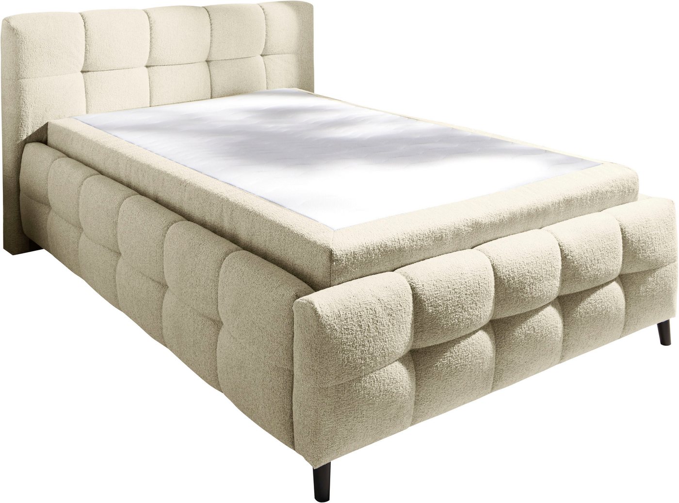 Jockenhöfer Gruppe Polsterbett LUCY, wahlweise mit Federholzleisten und 7-Zonen-TTFK-Matratze in H3, Bubble-Optik, 2 Einlegetiefen möglich, 140/180 cm x 200 cm – Bild 2 von 5