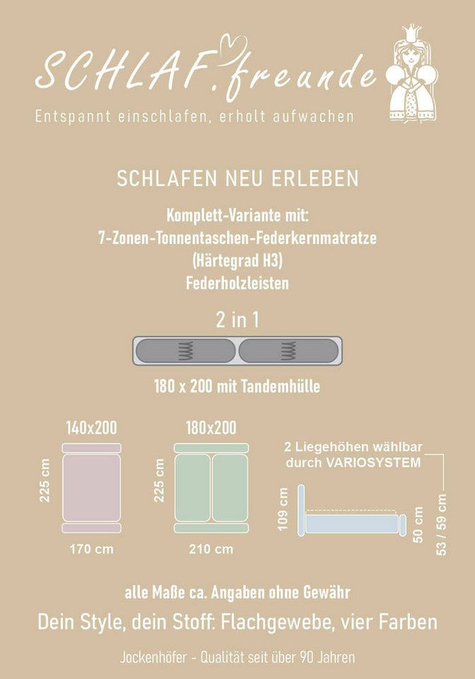 Jockenhöfer Gruppe Polsterbett LUCY, wahlweise mit Federholzleisten und 7-Zonen-TTFK-Matratze in H3, Bubble-Optik, 2 Einlegetiefen möglich, 140/180 cm x 200 cm – Bild 5 von 5