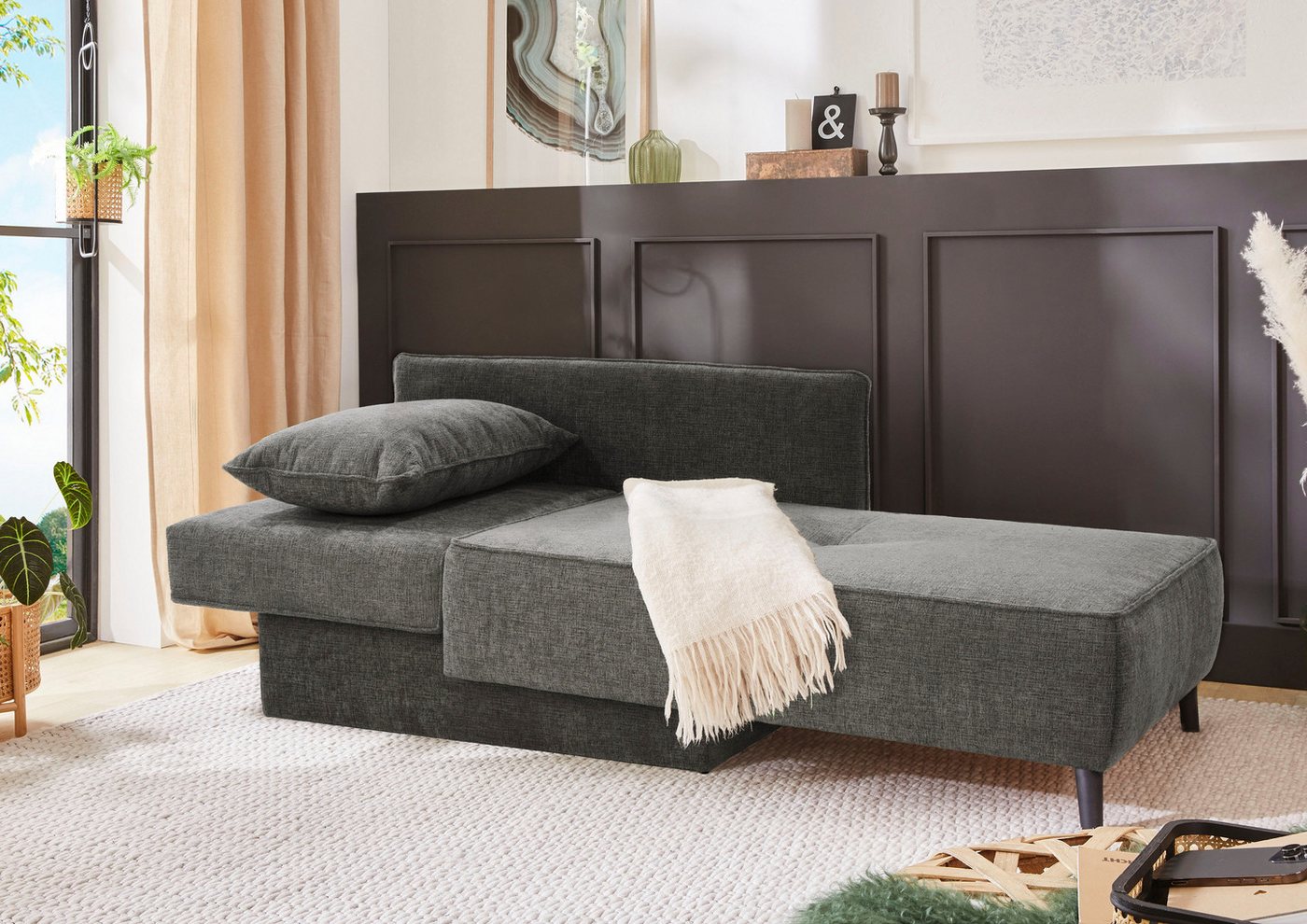 Jockenhöfer Gruppe Recamiere Rex, B: 155 cm, Liegefläche: 88x200 cm, optional mit Topper, mit Schlaffunktion, Bettkasten & Zierkissen, Federkern – Bild 5 von 5