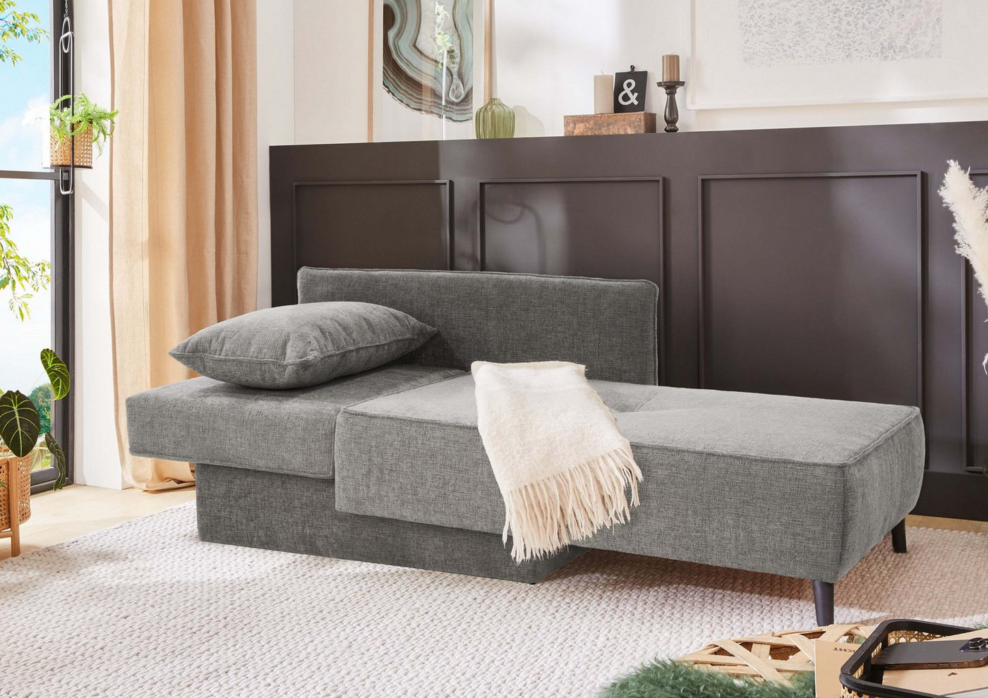 Jockenhöfer Gruppe Recamiere Rex, B: 155 cm, Liegefläche: 88x200 cm, optional mit Topper, mit Schlaffunktion, Bettkasten & Zierkissen, Federkern – Bild 2 von 5