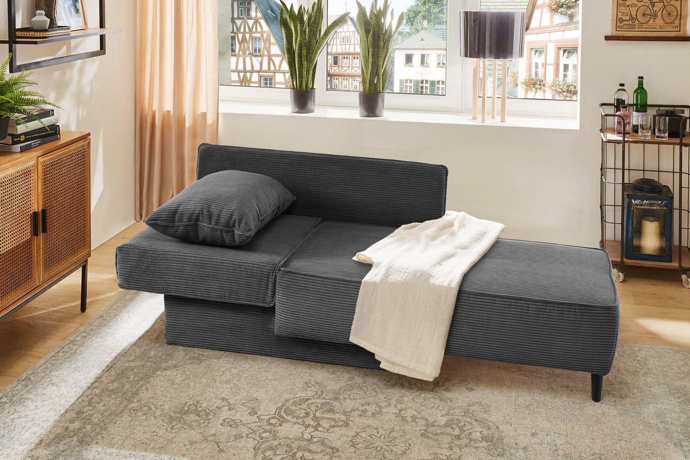 Jockenhöfer Gruppe Recamiere Rex, B: 155 cm, Liegefläche: 88x200 cm, optional mit Topper, mit Schlaffunktion, Bettkasten & Zierkissen, Federkern – Bild 5 von 5