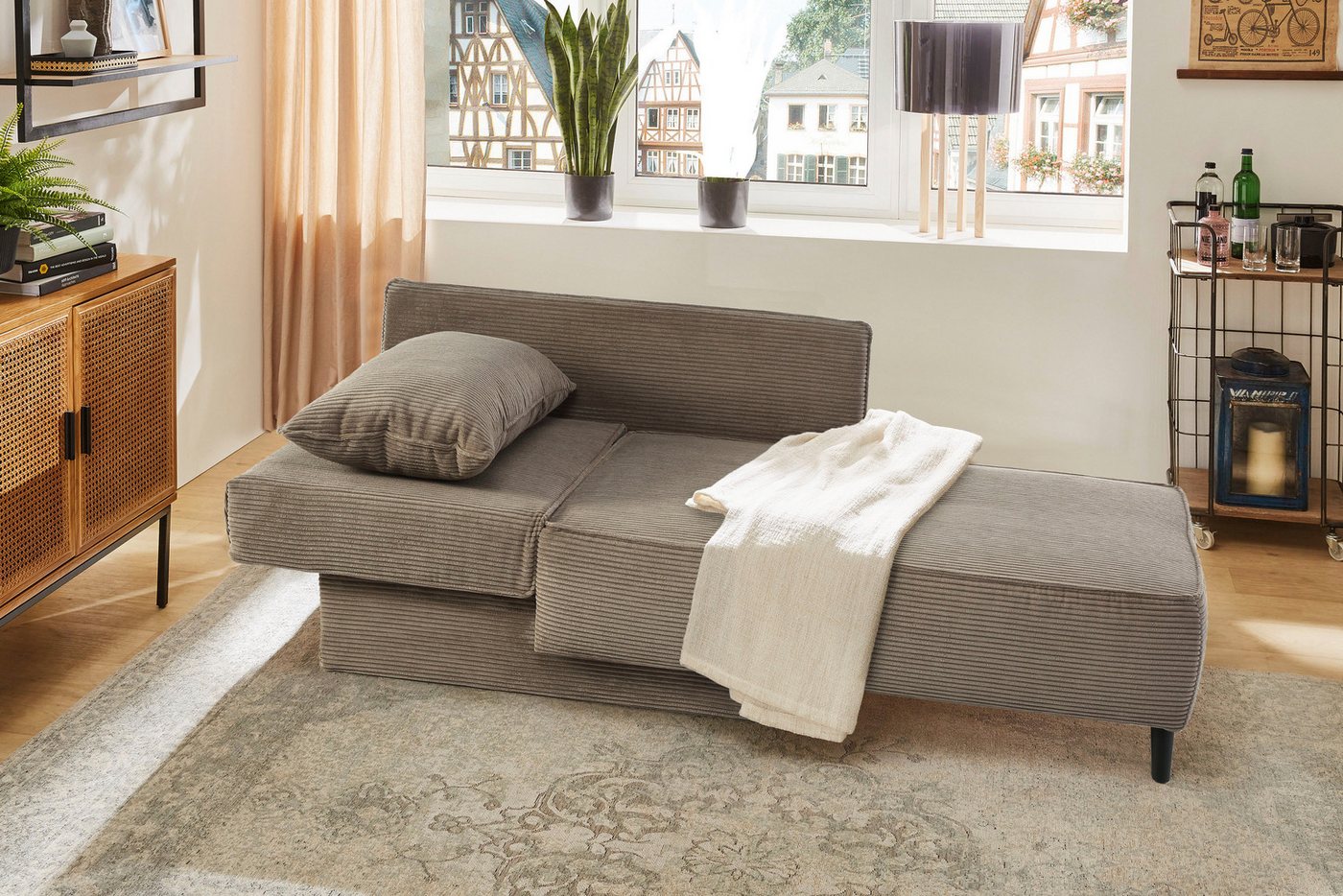 Jockenhöfer Gruppe Recamiere Rex, B: 155 cm, Liegefläche: 88x200 cm, optional mit Topper, mit Schlaffunktion, Bettkasten & Zierkissen, Federkern – Bild 5 von 5