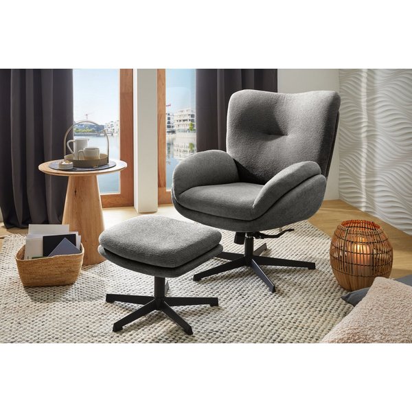 Jockenhöfer Gruppe Relaxsessel Hawaii, B: 76 cm, Sitzhöhe: 48 cm, Set: mit Hocker, 360° Drehfunktion, feststellbare Wipp-Funktion