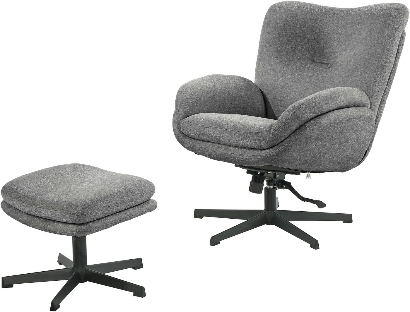 Jockenhöfer Gruppe Relaxsessel Hawaii, B: 76 cm, Sitzhöhe: 48 cm, Set: mit Hocker, 360° Drehfunktion, feststellbare Wipp-Funktion – Bild 2 von 5
