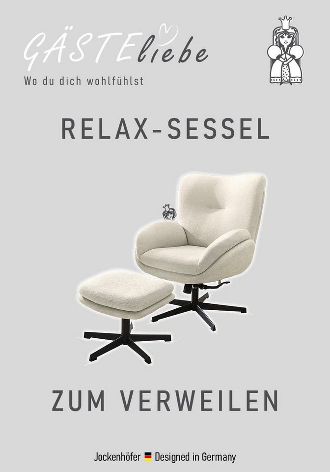 Jockenhöfer Gruppe Relaxsessel Hawaii, B: 76 cm, Sitzhöhe: 48 cm, Set: mit Hocker, 360° Drehfunktion, feststellbare Wipp-Funktion – Bild 3 von 5