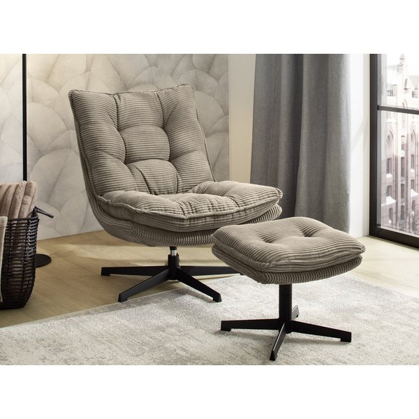 Jockenhöfer Gruppe Relaxsessel Kasper, B: 76 cm, Sitzhöhe: 47 cm, Set: mit Hocker, 360° Drehfunktion, Cord