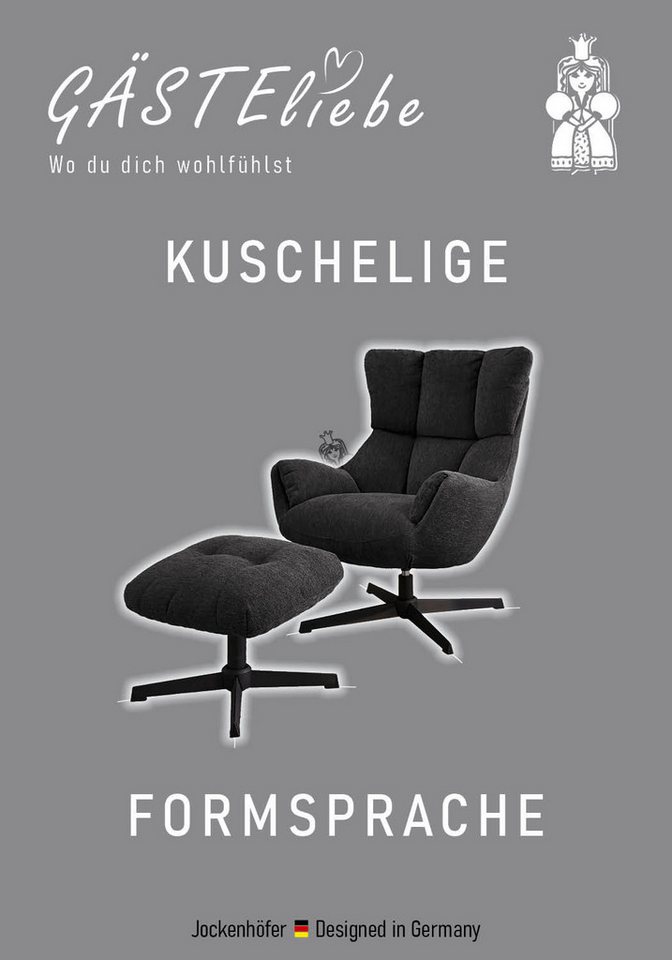 Jockenhöfer Gruppe Relaxsessel Melania, B: 73 cm, Sitzhöhe: 45 cm, Set: mit Hocker, 360° Drehfunktion, kuscheliger Webstoff – Bild 3 von 5