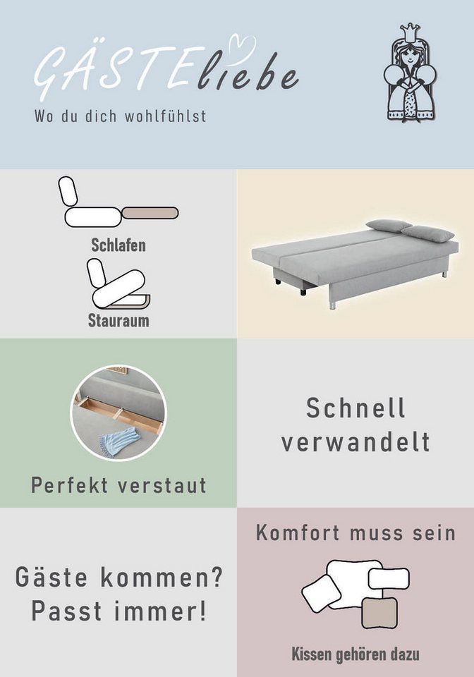 Jockenhöfer Gruppe Schlafsofa B: 191 cm, Liegefl. 120x191 cm, mit Schlaffunktion & Bettkasten – Bild 4 von 5