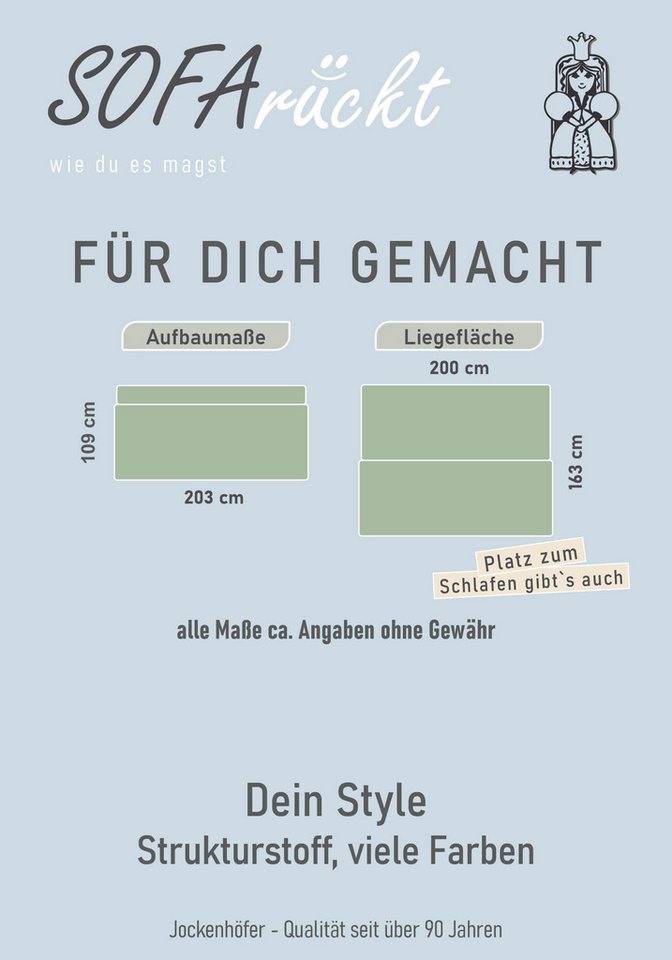 Jockenhöfer Gruppe Schlafsofa Calli, Liegefl. 160x200 cm, Dauerschläfer, wahlweise mit Topper, mit Schlaffunktion & Bettkasten, Topper, Tonnentaschenfederkern – Bild 5 von 5