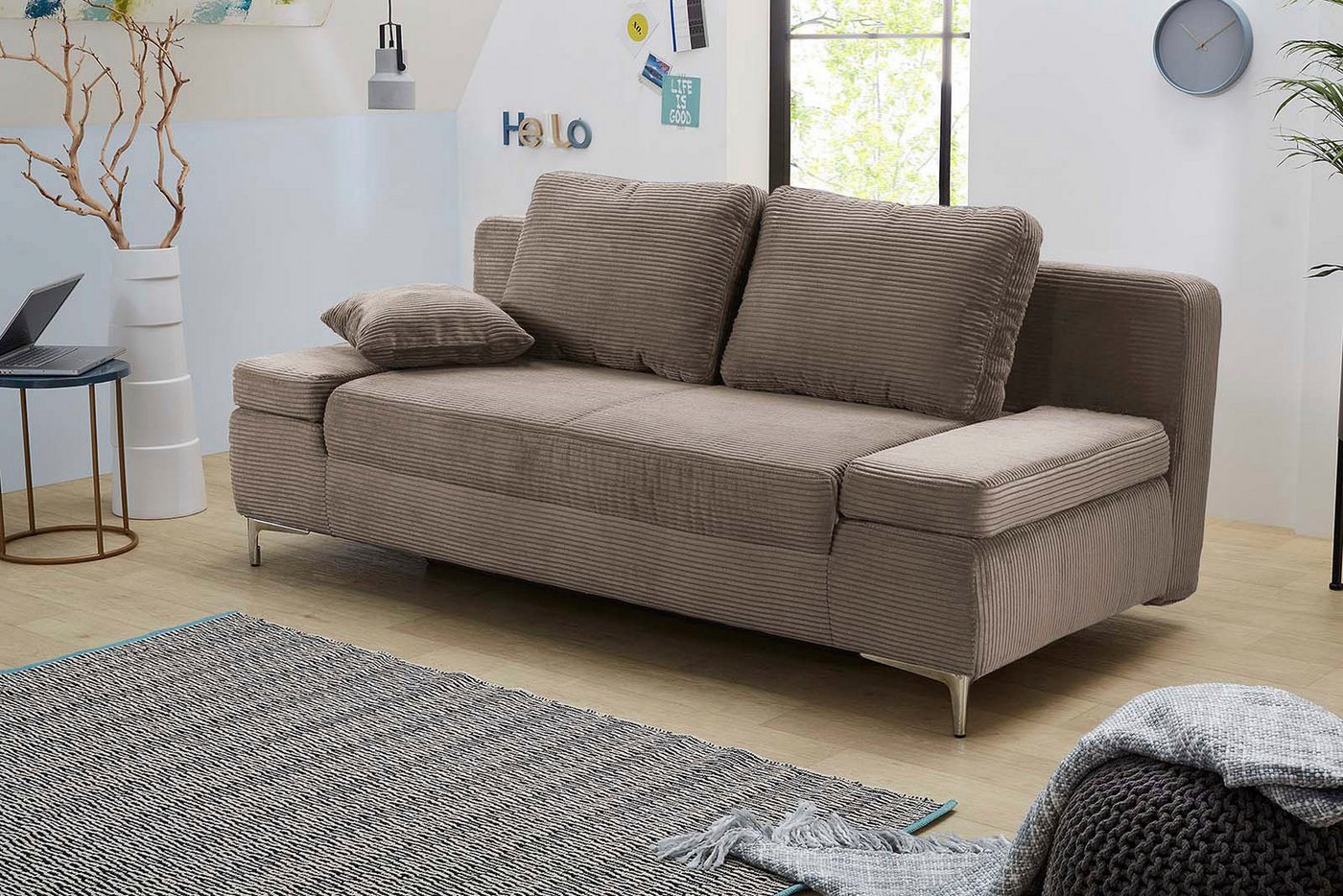 Jockenhöfer Gruppe Schlafsofa Jano, B: 202 cm, Liegefl. 144x200 cm, mit Schlaffunktion, Bettkasten, Armteilverstellung & 1 Zierkissen – Bild 3 von 5