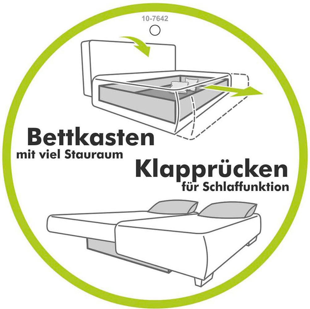 Jockenhöfer Gruppe Schlafsofa Jano, B: 202 cm, Liegefl. 144x200 cm, mit Schlaffunktion, Bettkasten, Armteilverstellung & 1 Zierkissen – Bild 5 von 5