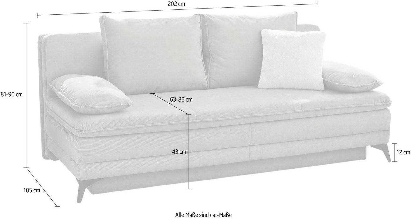 Jockenhöfer Gruppe Schlafsofa Laurin, B: 202 cm, Liegefl. 158x200 cm, Dauerschläfer, mit Schlaffunktion, Bettkasten, Kaltschaumtopper &1 Zierkissen – Bild 4 von 5