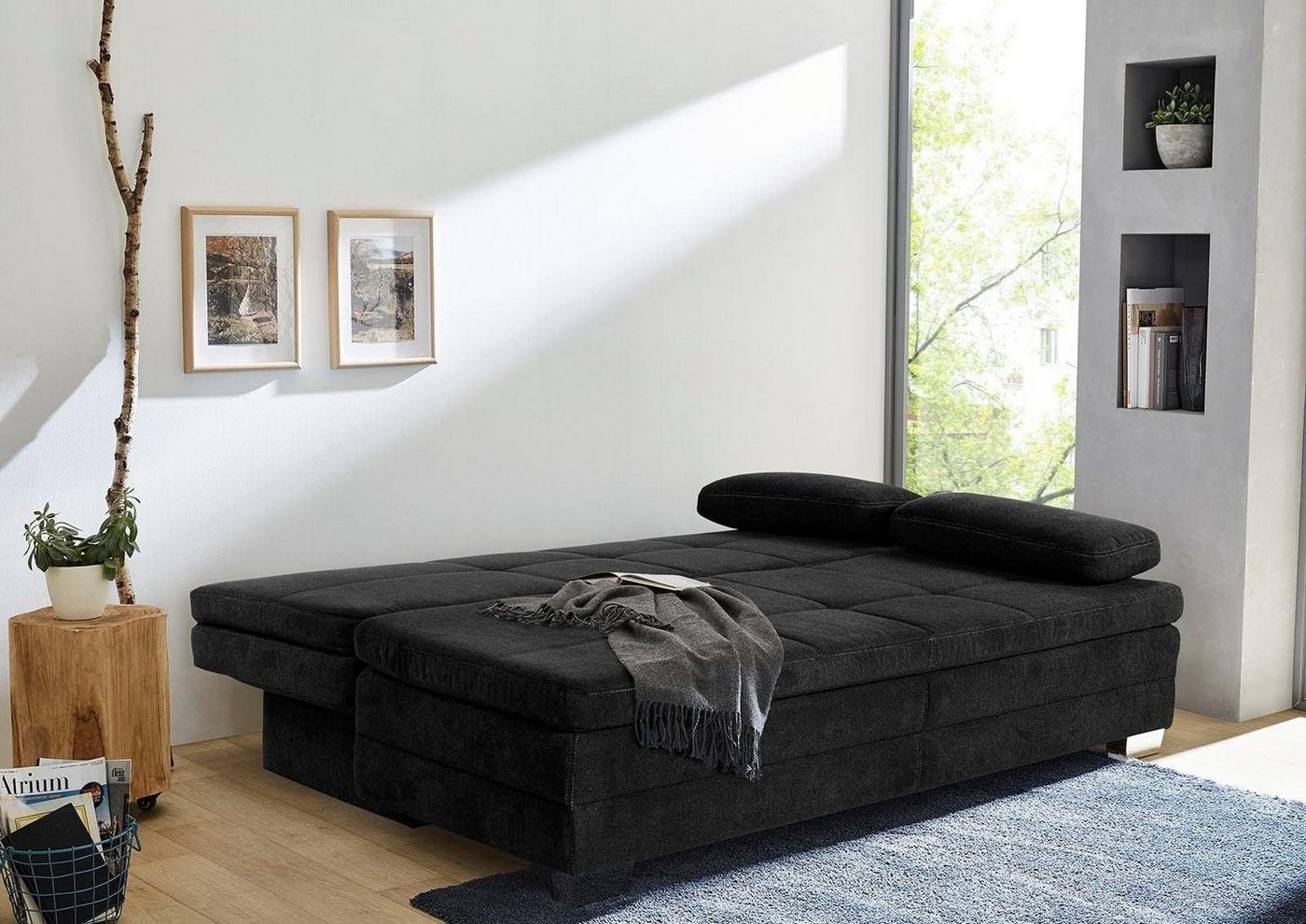Jockenhöfer Gruppe Schlafsofa Lincoln, B: 203 cm, Liegefl. 160x203 cm, Dauerschläfer, mit Schlaffunktion, Bettkasten, Kaltschaumtopper & 2 Zierkissen – Bild 2 von 5