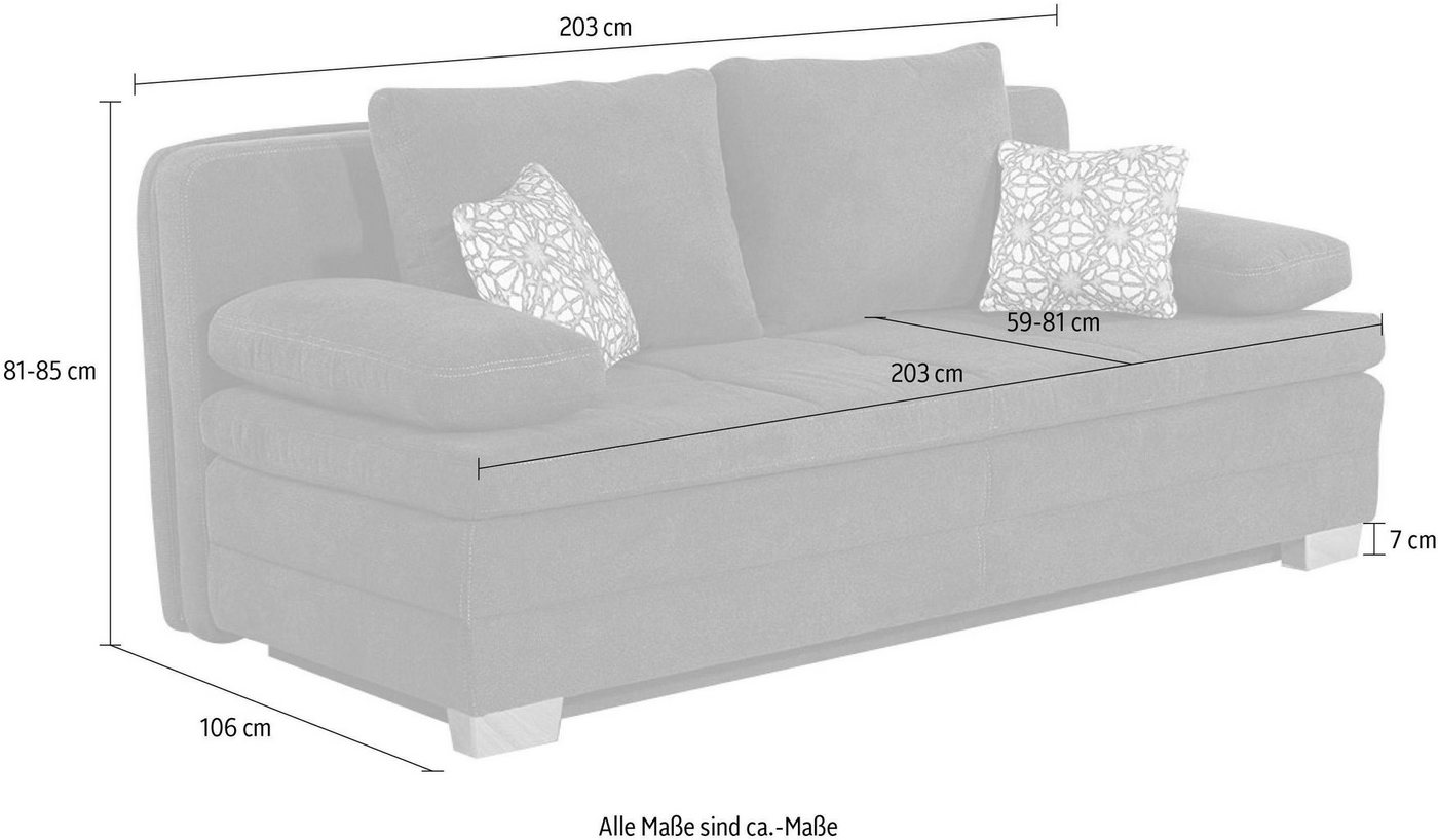 Jockenhöfer Gruppe Schlafsofa Lincoln, B: 203 cm, Liegefl. 160x203 cm, Dauerschläfer, mit Schlaffunktion, Bettkasten, Kaltschaumtopper & 2 Zierkissen – Bild 4 von 5