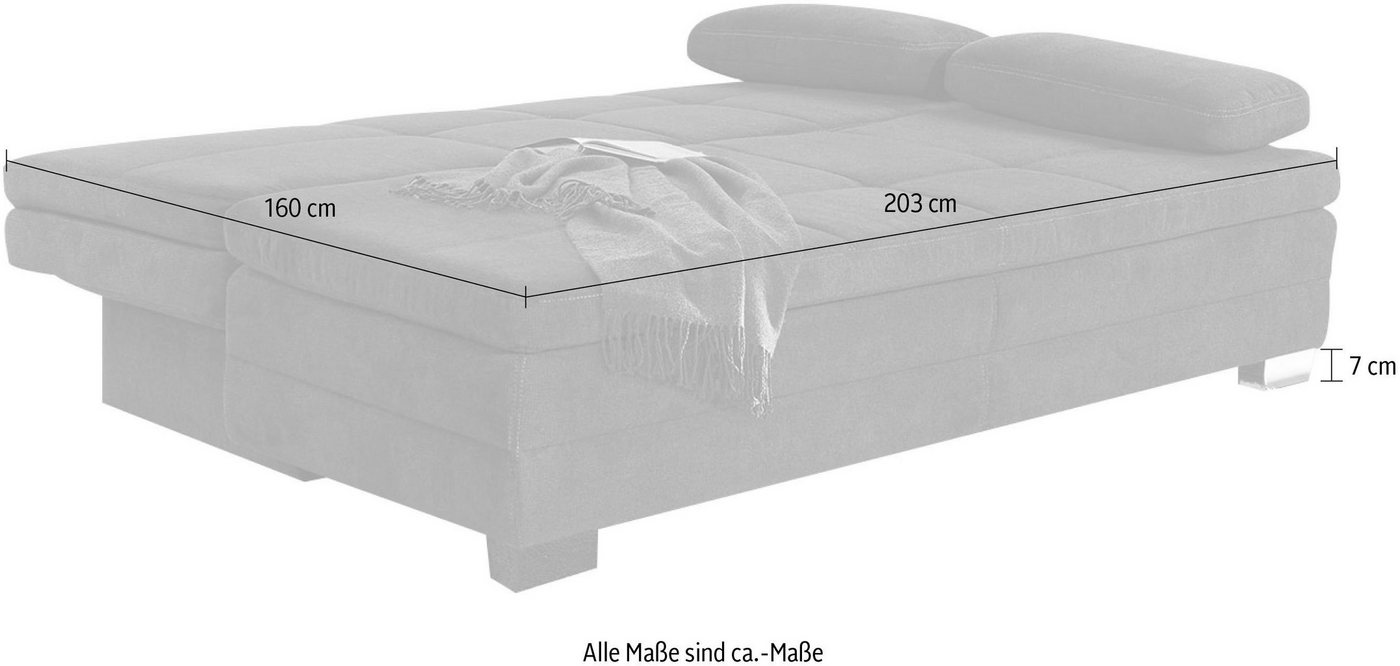 Jockenhöfer Gruppe Schlafsofa Lincoln, B: 203 cm, Liegefl. 160x203 cm, Dauerschläfer, mit Schlaffunktion, Bettkasten, Kaltschaumtopper & 2 Zierkissen – Bild 5 von 5