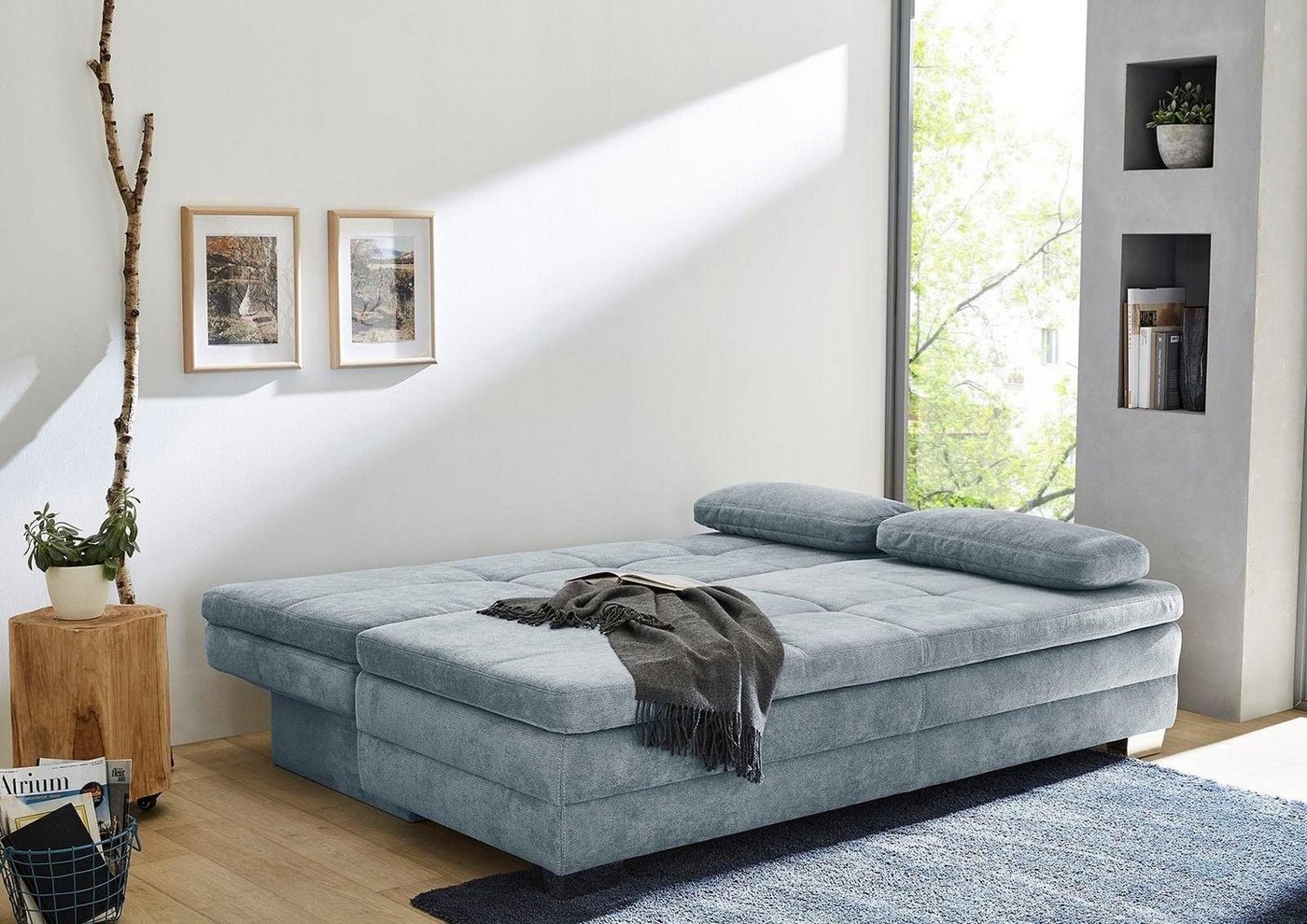 Jockenhöfer Gruppe Schlafsofa Lincoln, B: 203 cm, Liegefl. 160x203 cm, Dauerschläfer, mit Schlaffunktion, Bettkasten, Kaltschaumtopper & 2 Zierkissen – Bild 2 von 5
