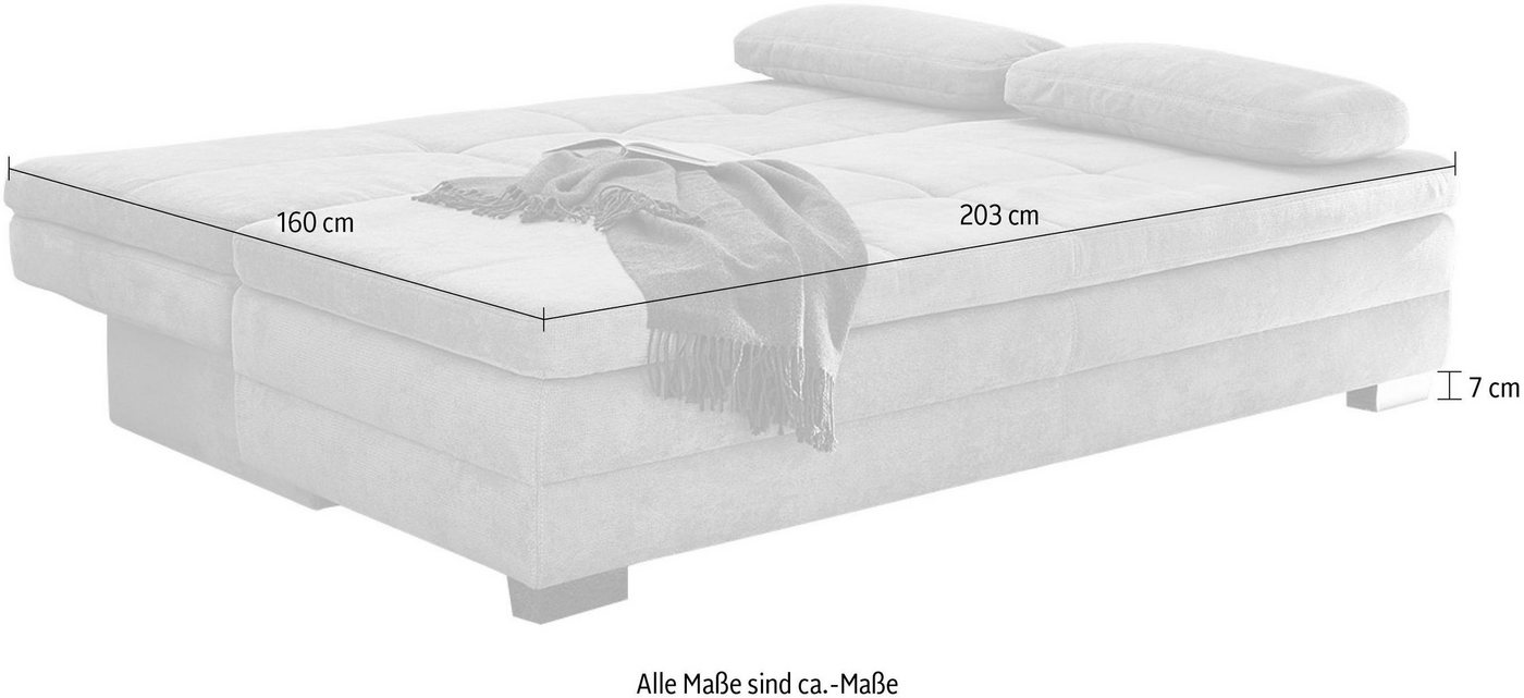 Jockenhöfer Gruppe Schlafsofa Lincoln, B: 203 cm, Liegefl. 160x203 cm, Dauerschläfer, mit Schlaffunktion, Bettkasten, Kaltschaumtopper & 2 Zierkissen – Bild 5 von 5