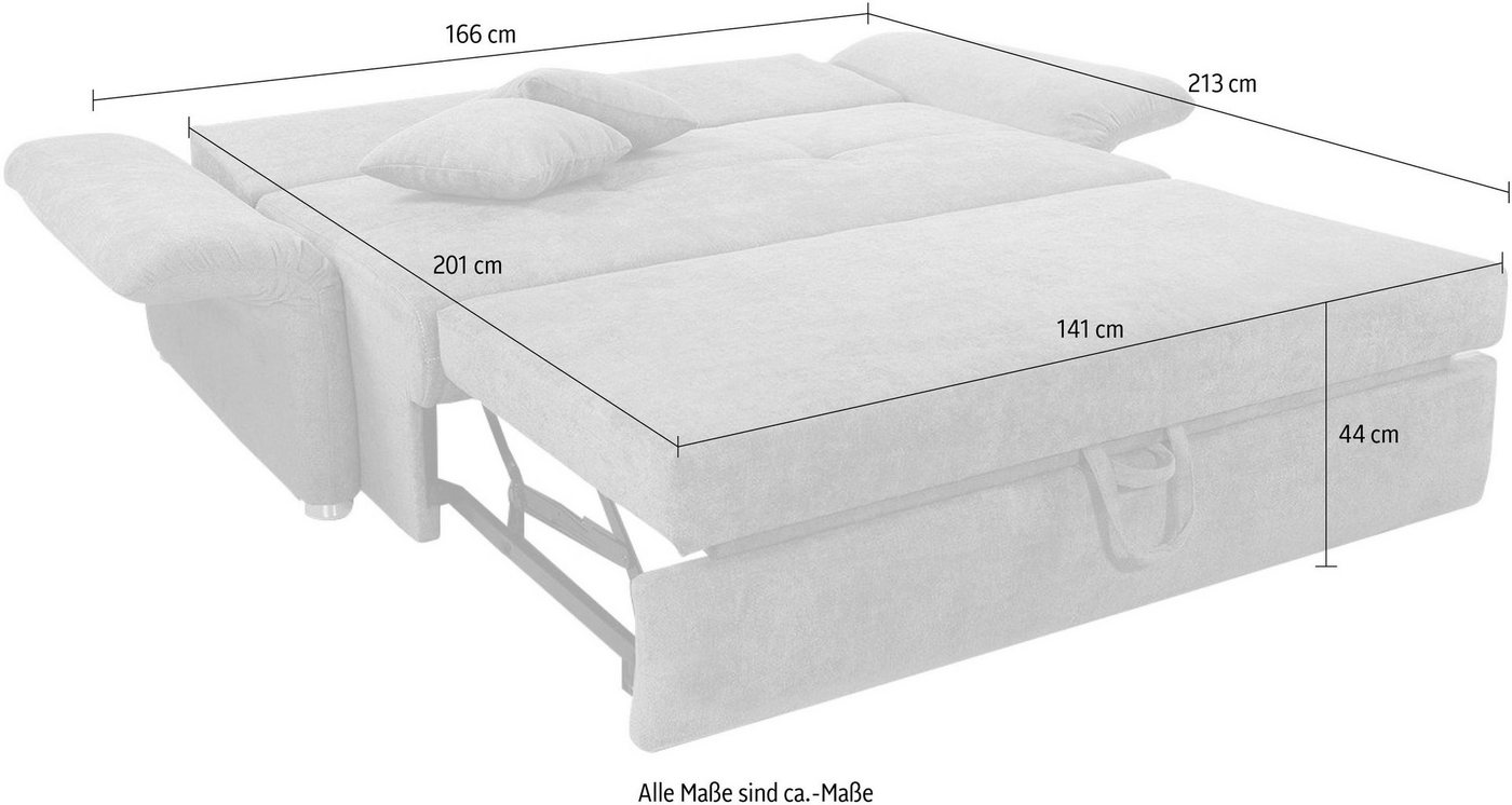 Jockenhöfer Gruppe Schlafsofa Luca, B: 166-185 cm, Liegefl. 141-163x201 cm, mit Schlaffunktion, Bettkasten & Armteilverstellung, in 2 Breiten – Bild 5 von 5