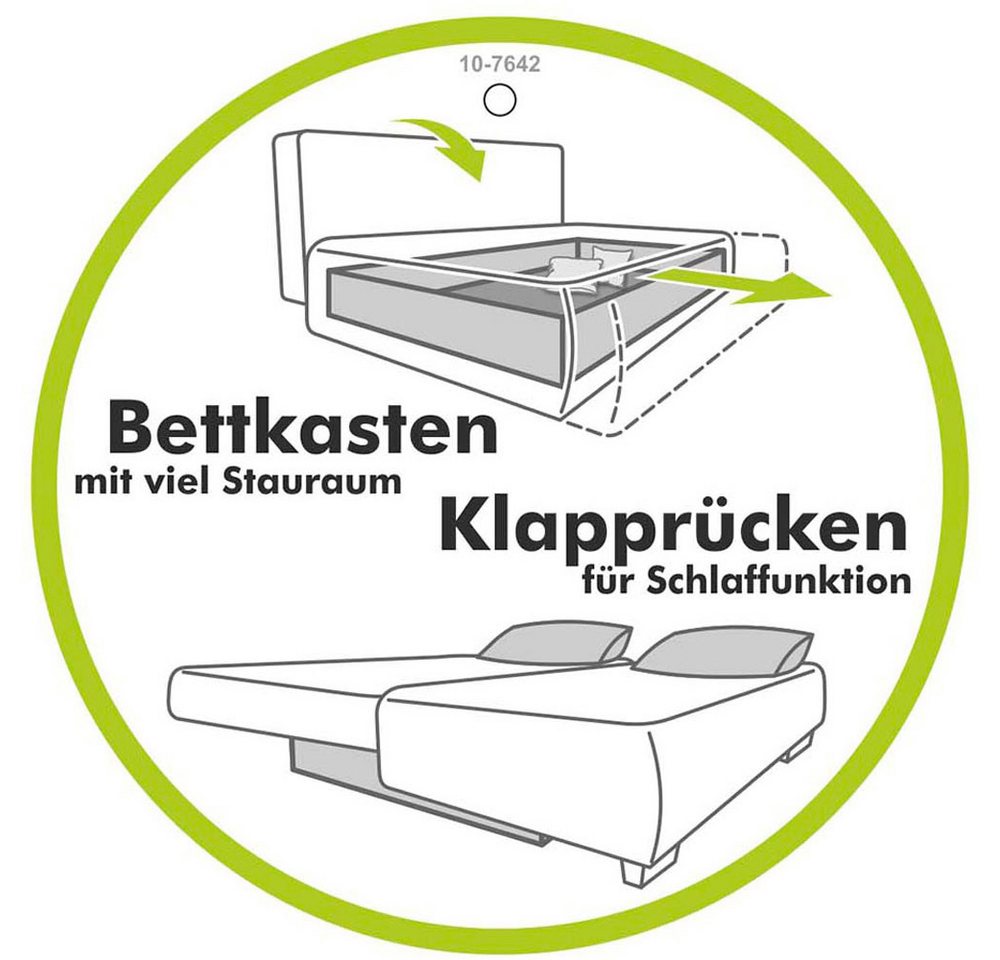 Jockenhöfer Gruppe Schlafsofa Maestro, B: 203 cm, Liegefl. 161x200 cm, Dauerschläfer, mit Schlaffunktion & Bettkasten, Tonnentaschenfederkern – Bild 4 von 5