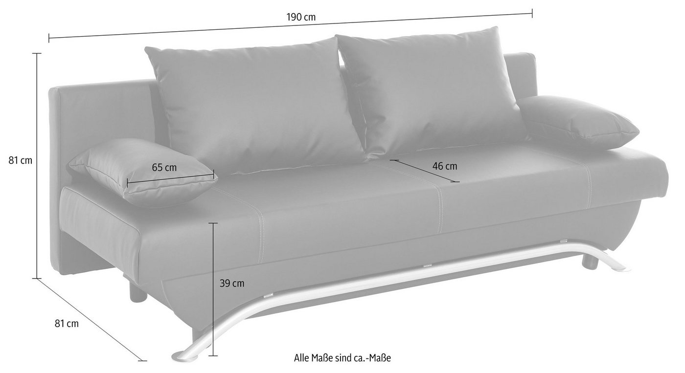 Jockenhöfer Gruppe Schlafsofa Nancy, B: 190 cm, Liegefl. 121x190 cm, mit Schlaffunktion & Bettkasten – Bild 4 von 5