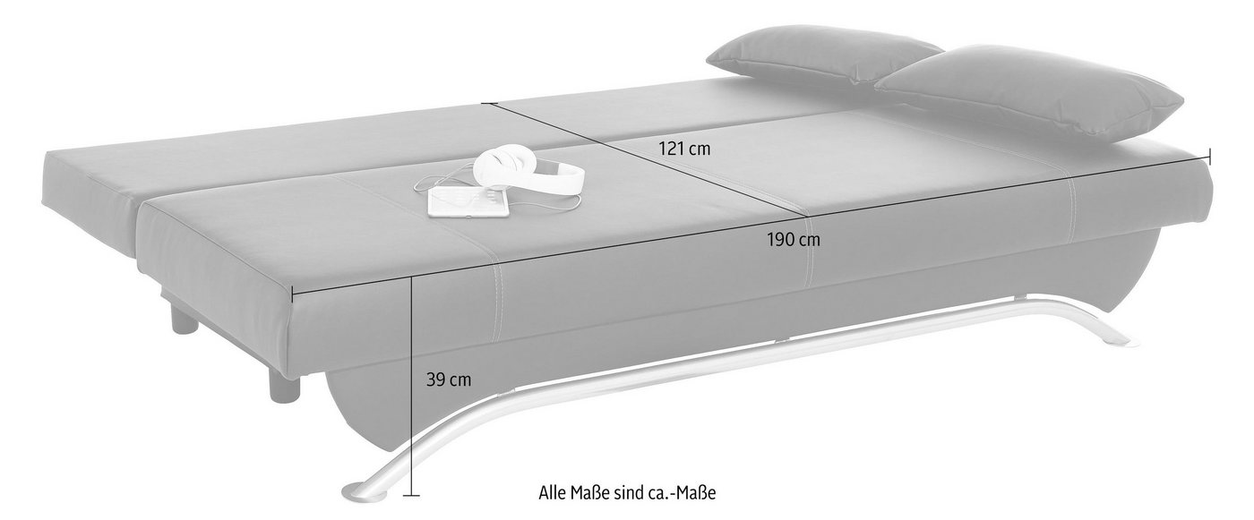 Jockenhöfer Gruppe Schlafsofa Nancy, B: 190 cm, Liegefl. 121x190 cm, mit Schlaffunktion & Bettkasten – Bild 5 von 5