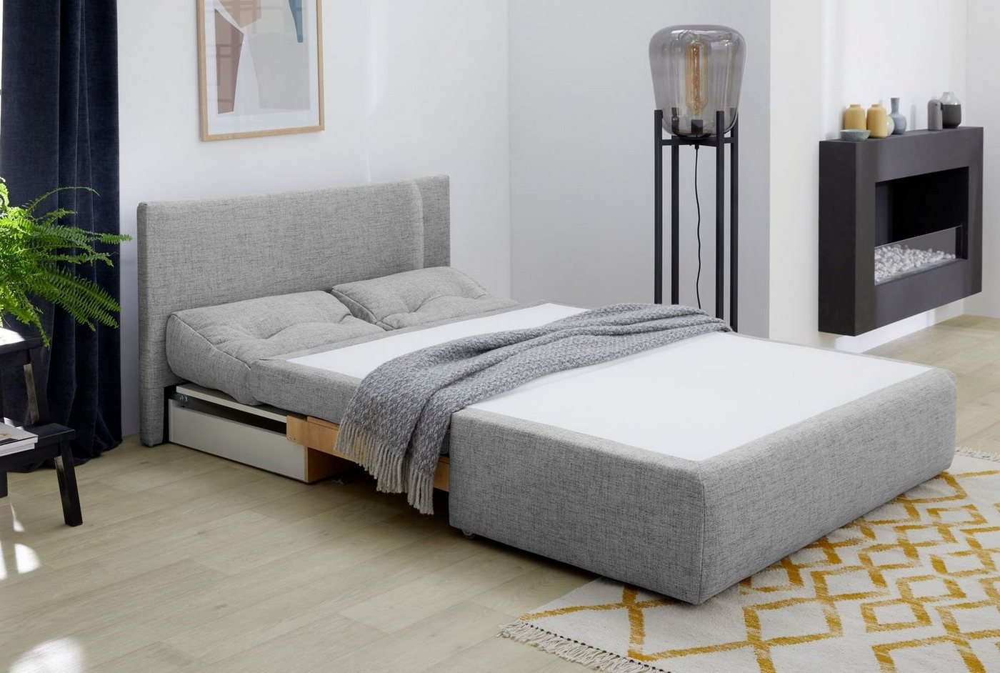 Jockenhöfer Gruppe Schlafsofa Torben, B: 130 cm, Liegefl. 126x191 cm, mit Schlaffunktion, Bettkasten & Rückenkissen – Bild 4 von 5