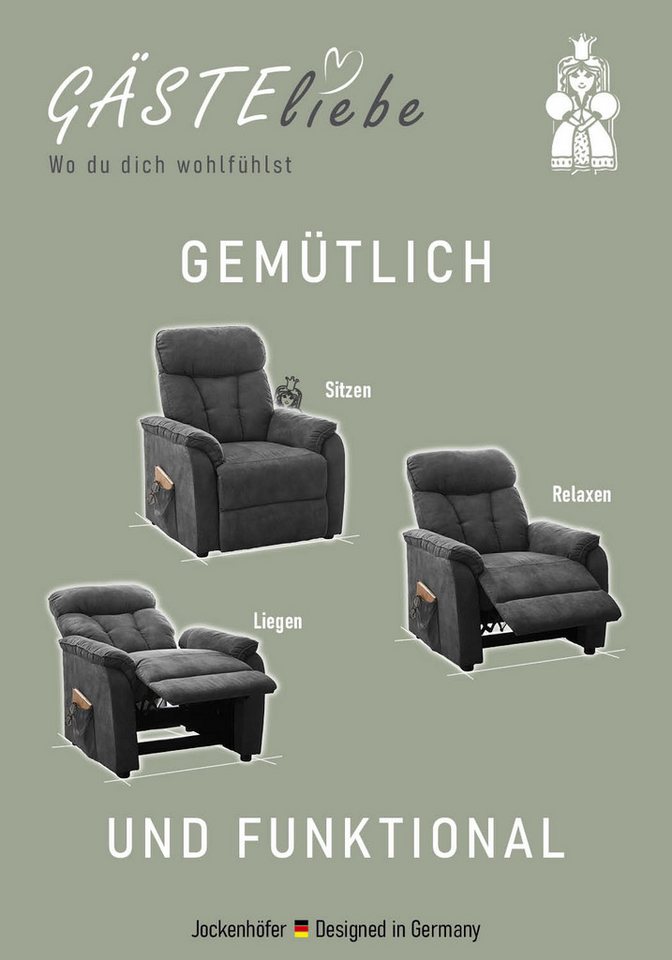Jockenhöfer Gruppe TV-Sessel Dorsten, B: 86 cm, Sitzhöhe: 46 cm, mit Relax- & Liegefunktion, Taschenfederkern-Polsterung – Bild 4 von 5