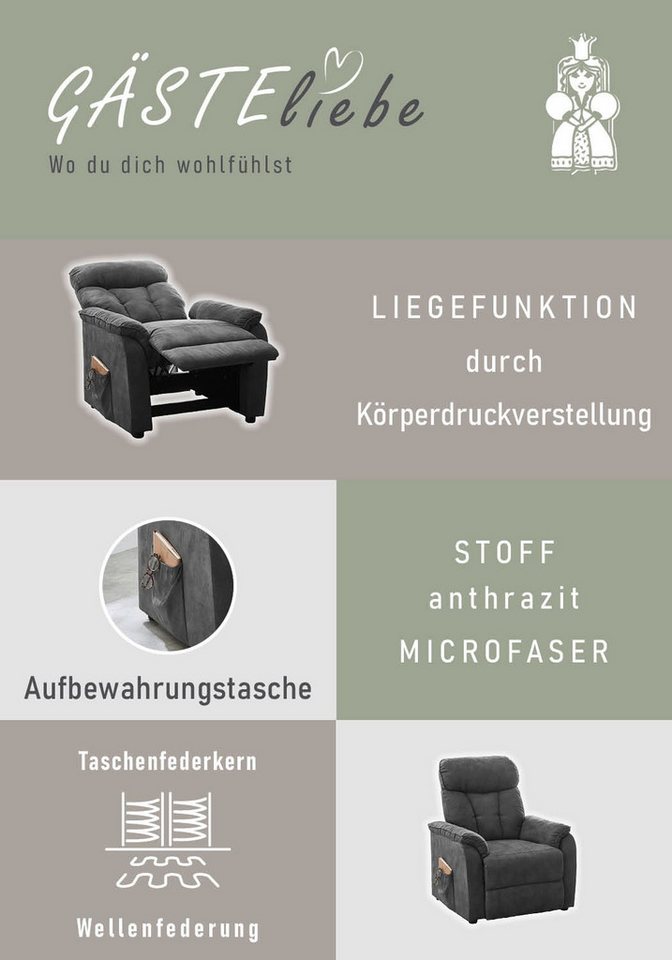 Jockenhöfer Gruppe TV-Sessel Dorsten, B: 86 cm, Sitzhöhe: 46 cm, mit Relax- & Liegefunktion, Taschenfederkern-Polsterung – Bild 5 von 5