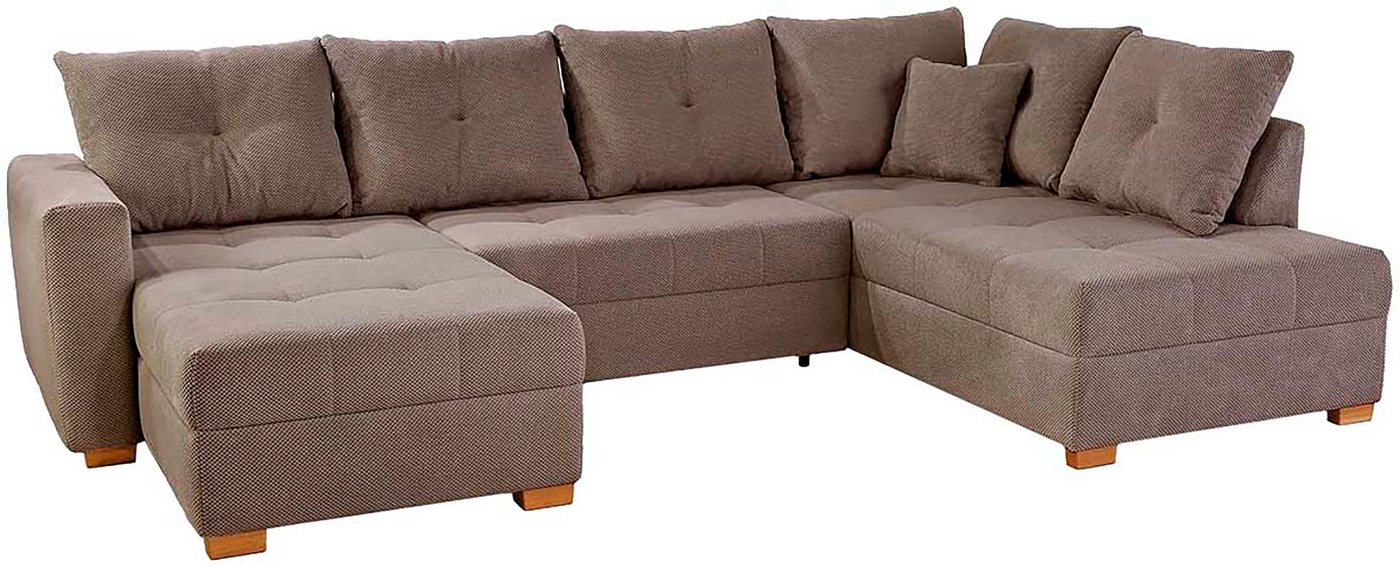 Jockenhöfer Gruppe Wohnlandschaft Abby U-Form, B: 313 cm, inkl. Schlaffunktion, inkl Bettkasten, große Liegefläche 273x147cm, Massivholz Füße – Bild 3 von 5