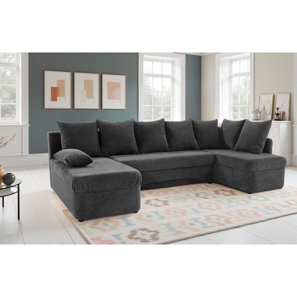 Jockenhöfer Gruppe Wohnlandschaft Arktis U-Form, B: 260 cm, auch in Cord, Sofa mit Bettkasten & Schlaffunktion, zahlreiche Kissen