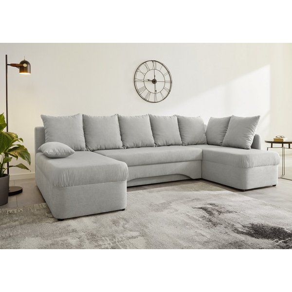 Jockenhöfer Gruppe Wohnlandschaft Arktis U-Form, B: 260 cm, auch in Cord, Sofa mit Bettkasten & Schlaffunktion, zahlreiche Kissen