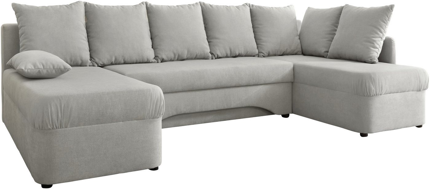 Jockenhöfer Gruppe Wohnlandschaft Arktis U-Form, B: 260 cm, auch in Cord, Sofa mit Bettkasten & Schlaffunktion, zahlreiche Kissen – Bild 2 von 5