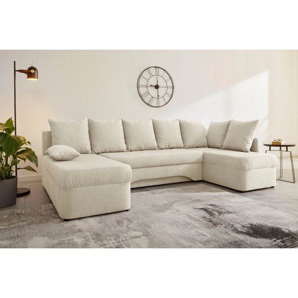 Jockenhöfer Gruppe Wohnlandschaft Arktis U-Form, B: 260 cm, auch in Cord, Sofa mit Bettkasten & Schlaffunktion, zahlreiche Kissen
