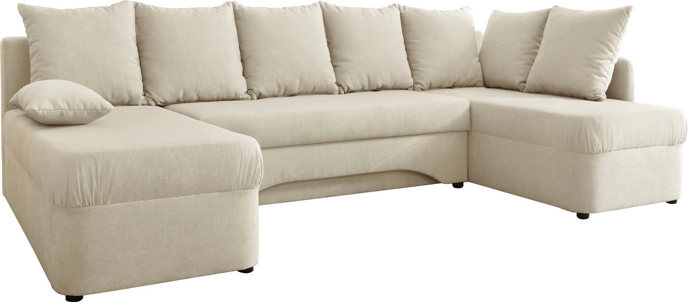 Jockenhöfer Gruppe Wohnlandschaft Arktis U-Form, B: 260 cm, auch in Cord, Sofa mit Bettkasten & Schlaffunktion, zahlreiche Kissen – Bild 2 von 5