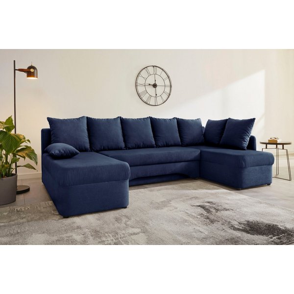Jockenhöfer Gruppe Wohnlandschaft Arktis U-Form, B: 260 cm, auch in Cord, Sofa mit Bettkasten & Schlaffunktion, zahlreiche Kissen