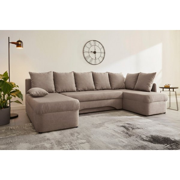 Jockenhöfer Gruppe Wohnlandschaft Arktis U-Form, B: 260 cm, auch in Cord, Sofa mit Bettkasten & Schlaffunktion, zahlreiche Kissen